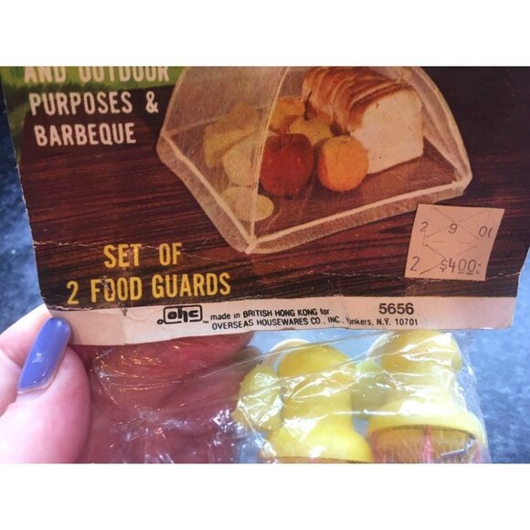 Vintage 4 Hygienic Food Covers Pink Yellow 1970's Kitchen Outdoor Purposes - Picture 5 of 10